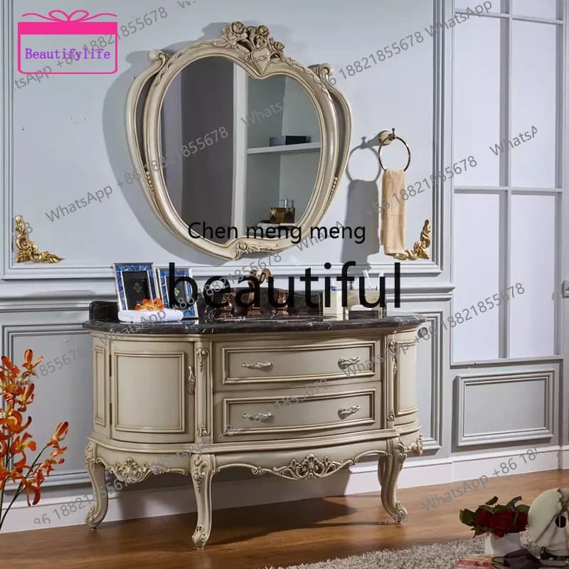 YL New curved European bathroom cabinet, oak semicircular sink, antique sink, face basin