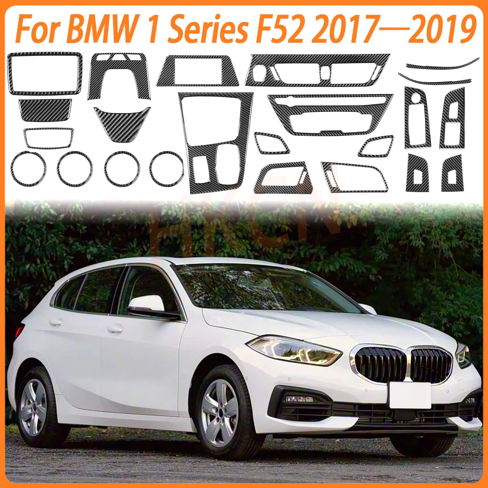 Black Plastic Car Interior Accessories Dashboard Air Vent Frame Gear Shift Panel Door Horn Sticker For BMW 1 Series F52 17-19