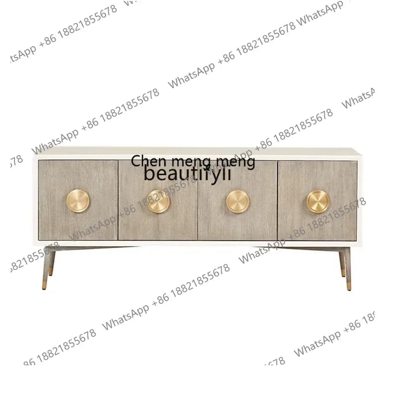X CQYLiving room light luxury TV floor cabinet modern simple solid wood furniture coffee table TV cabinet combination