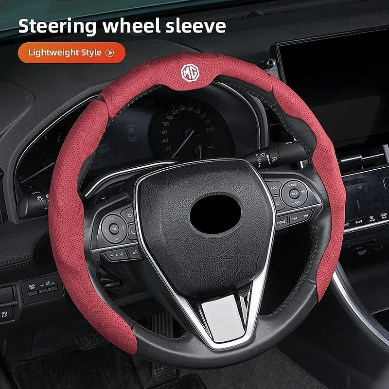 Car Interior Suede Steering Wheel Cover Anti Slip Breathable For MG Mulan ZS EV HS MG6, Comfort Grip Steering Protector Accessor