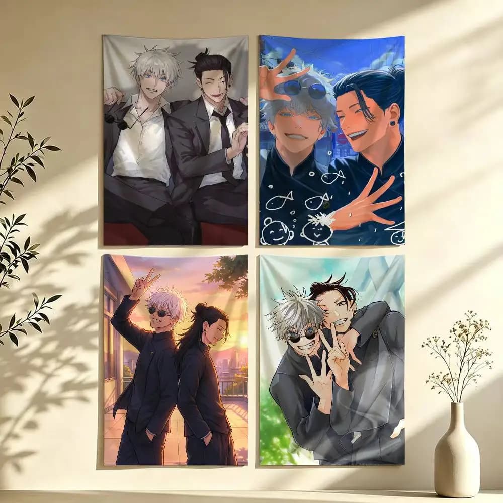 S-Satoru Gojo S-Suguru Geto Flag Digital Printing Banner for Garage Wall Out Door Decoration