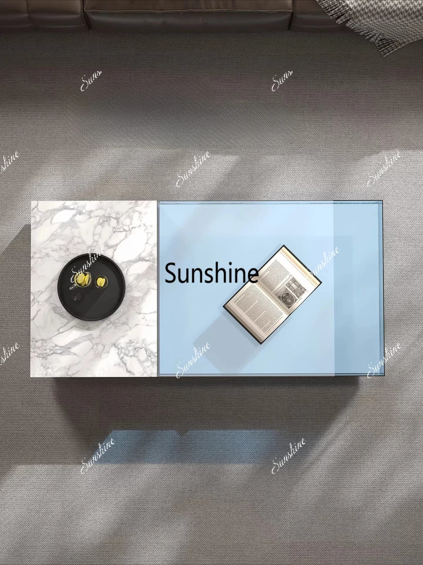 Modern light luxury marble acrylic splicing coffee table living room villa area high sense   FT