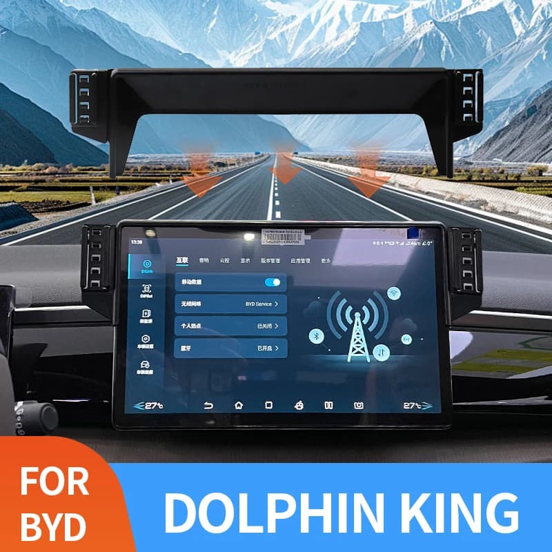Car Cell Phone Holder Clip For BYD Atto 3 Yuan Plus ATTO 2 Dolphin EV Electric Double Bracket Screen Base 12.8 Wireless Charging