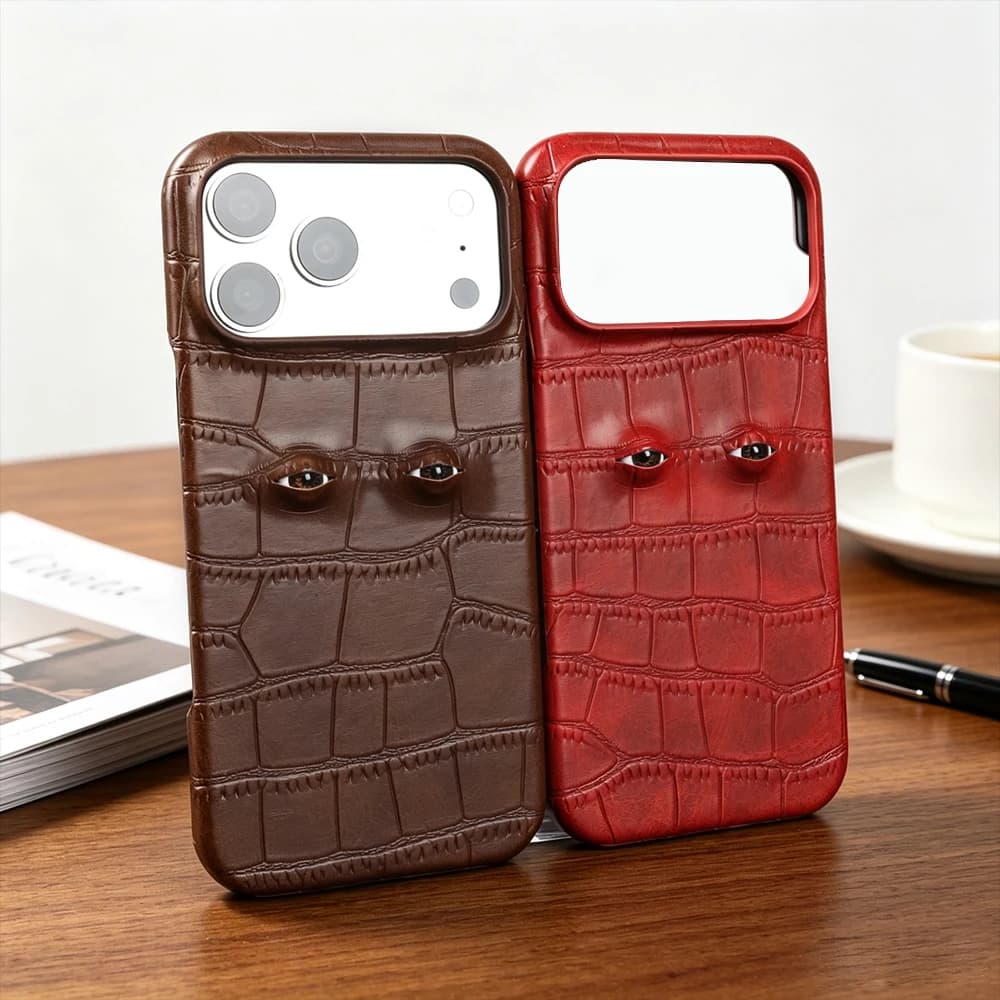 Phone Case For iphone 18 17 Pro Max 18Pro 15 16 Pro 13 12 Mini Air 17e 16e Personalized Eyes Leather Case Back Cover 16Pro 17Pro