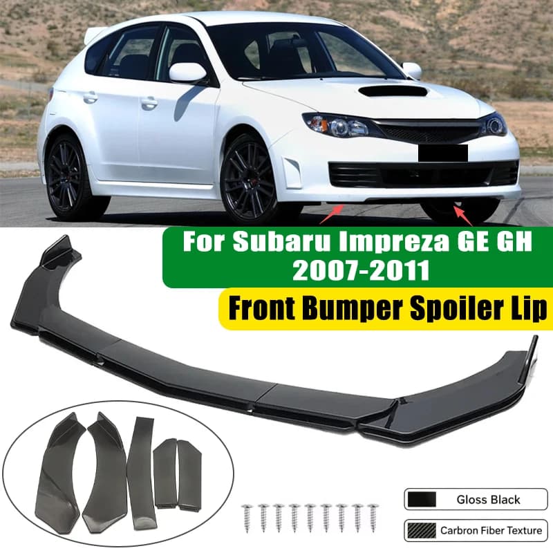For Subaru Impreza GE GH 2007-2011 5Pcs ABS Car Front Bumper Lip Spoiler Splitter Body Kit Canard Tuning Accessories