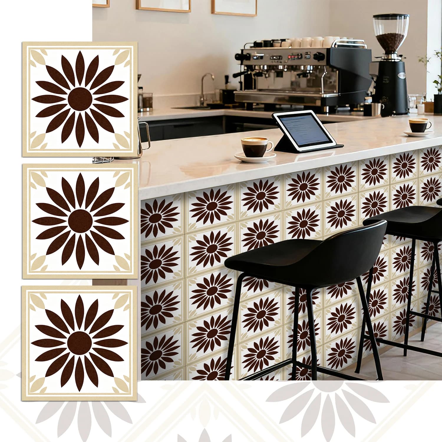 Stickers muraux bohème tuiles autocollantes décoration murale, cuisine, résistant à l'usure, décoration intérieure 36 pièces