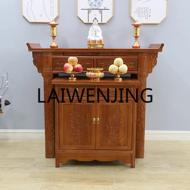 Buddhist niche table incense case solid wood Buddhist platform home modern style new Chinese vertical cabinet simple