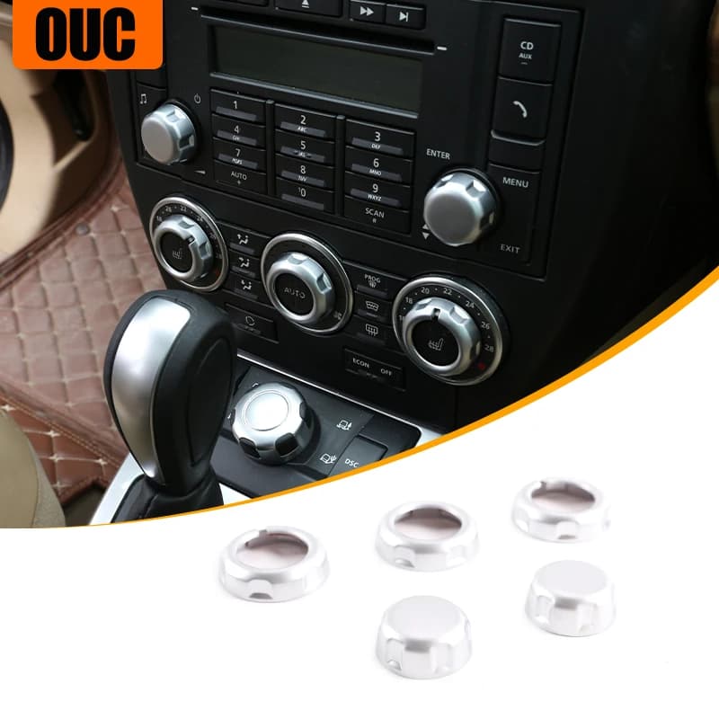 For Land Rover Freelander 2 2007-2015 ABS Chrome Silver Car Center Console Air Conditioning Volume Knobs Trim Sticker Covers