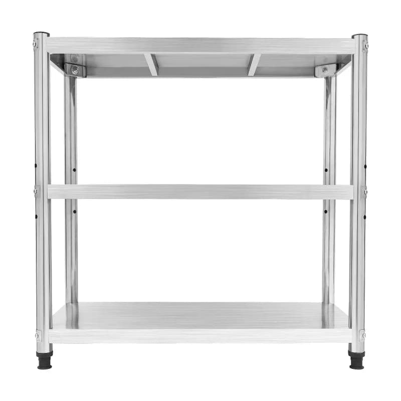 for kitchens 80×40×80cm 3 Layers Adjustable Stainless Steel Stand 201 Stainless Steel Shelf Space-saving Storage Metal Shelf