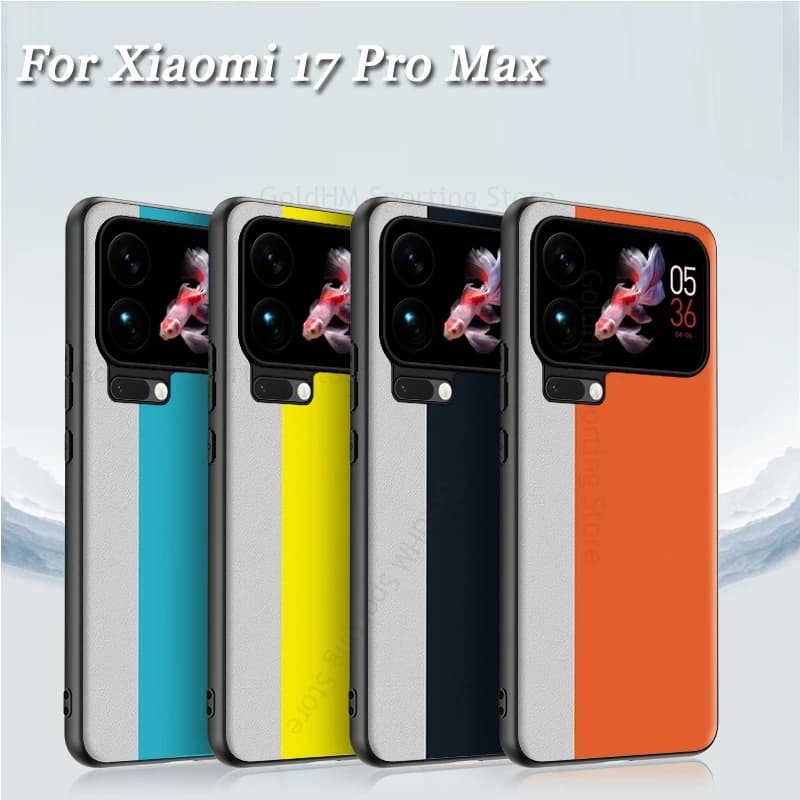 For Xiaomi 17 Pro Max PU Leather Splice Shockproof Phone Case For Xiaomi 15S Pro Splicing Protection Back Cover For Mi 15 17 Pro