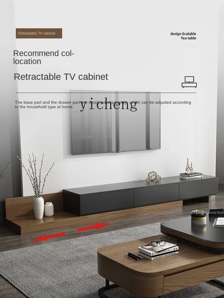 coffee table square glass table living room home modern simple Nordic fire stone TV cabinet