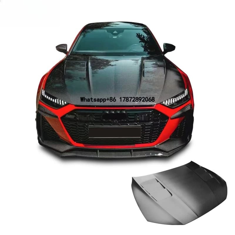 New 18-23 A7 S7 C8 Carbon Fiber Engine Hood with Bolts High Performance Bolt-On Retrofit Upgrade