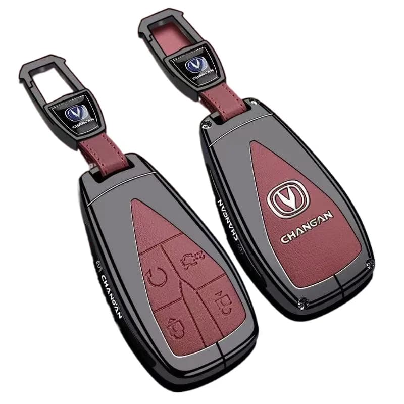 Keybag  Key Fob Cover for Changan Eado/CS75 Pro/4th Gen CS55 Plus/Raeton/UNI-V/UNI-Z, Heavy Duty Metal Case Shell with Keychain