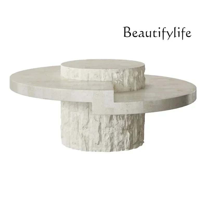 R French Style X18 Italian Light Luxury Creative Coffee Table Designer Model Cave Stone Tea Table Living Room Home Modern Minima
