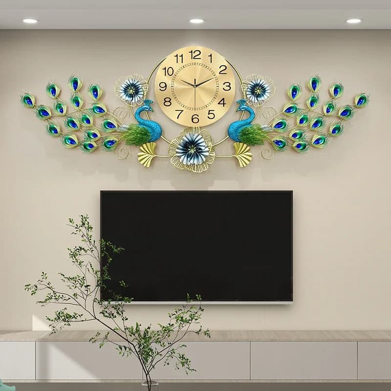 Mechanism Wall Art Peacock Wall Clocks Aesthetic Bedrooms Design Silent Clock Wall Nordic Simple Duvar Saati Room Decoration