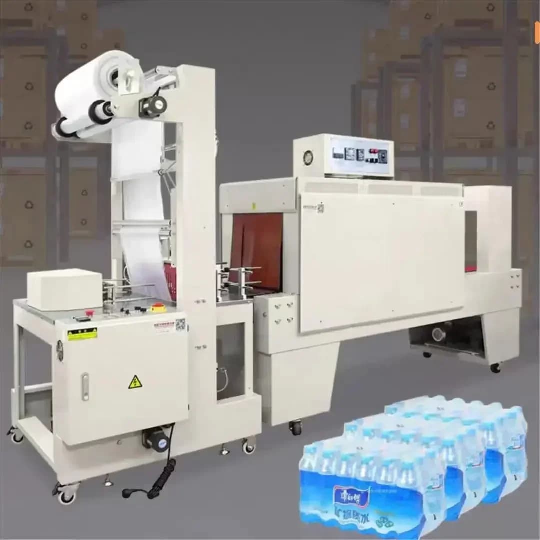 PE Film Hot Plastic Packer Full-automatic Heat Shrinking Machine Heat Shrinking Film Glass Water Drink Foam Carton Can Packer