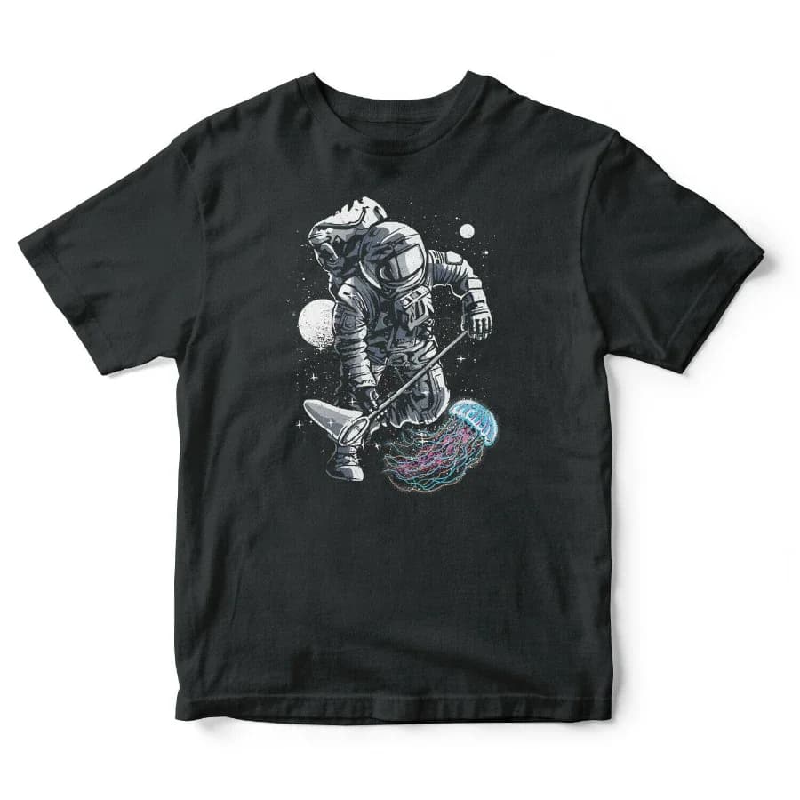 Funny Space Astronaut Jellyfish T-Shirt Galaxy Stars Life T-Shirt Summer Cotton Short Sleeve O-Neck Men's T Shirt New S-3XL