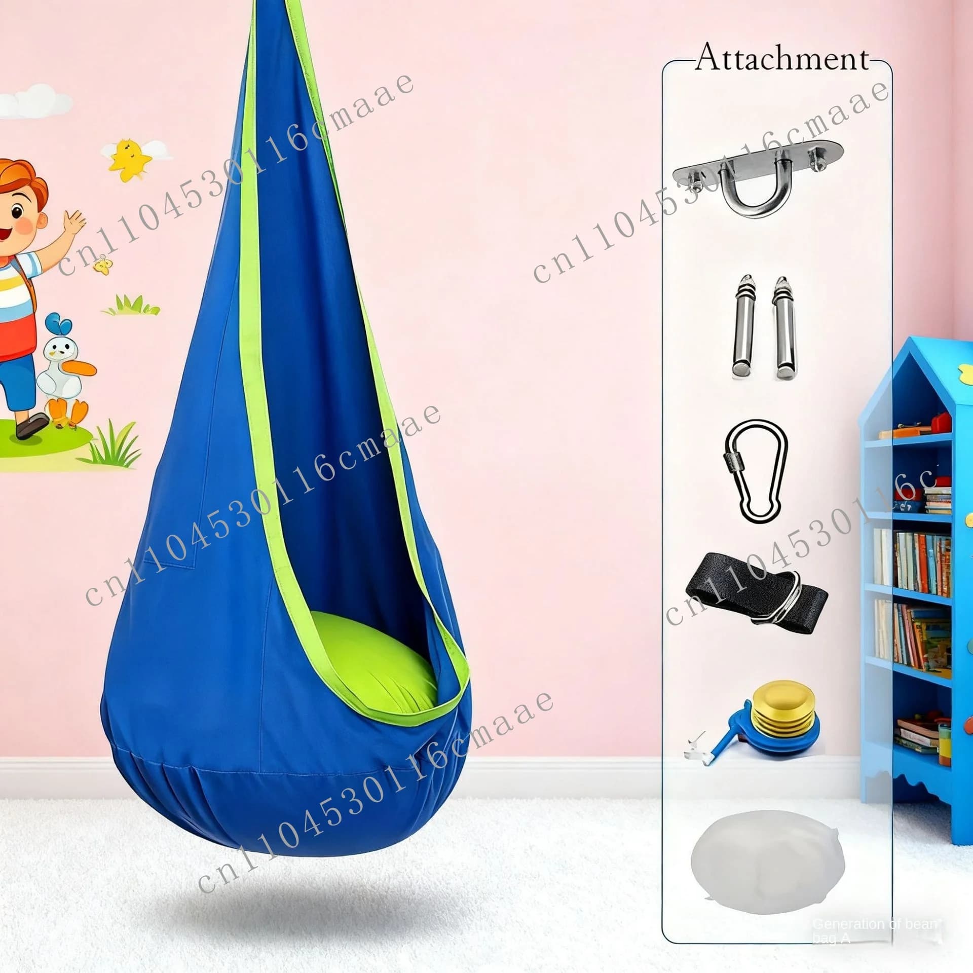 Modern Durable Fabric Children's Indoor Outdoor Hanging Chair Swing with Inflatable Cushion