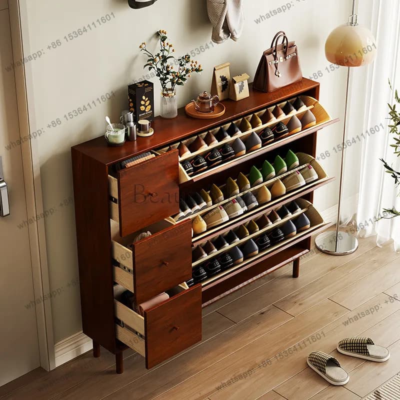 LD Wooden Modern Shoe Cabinet Organizer Storage Entrance Hall Living Room Luxury Shoe Shelf Designer  Shoemakers