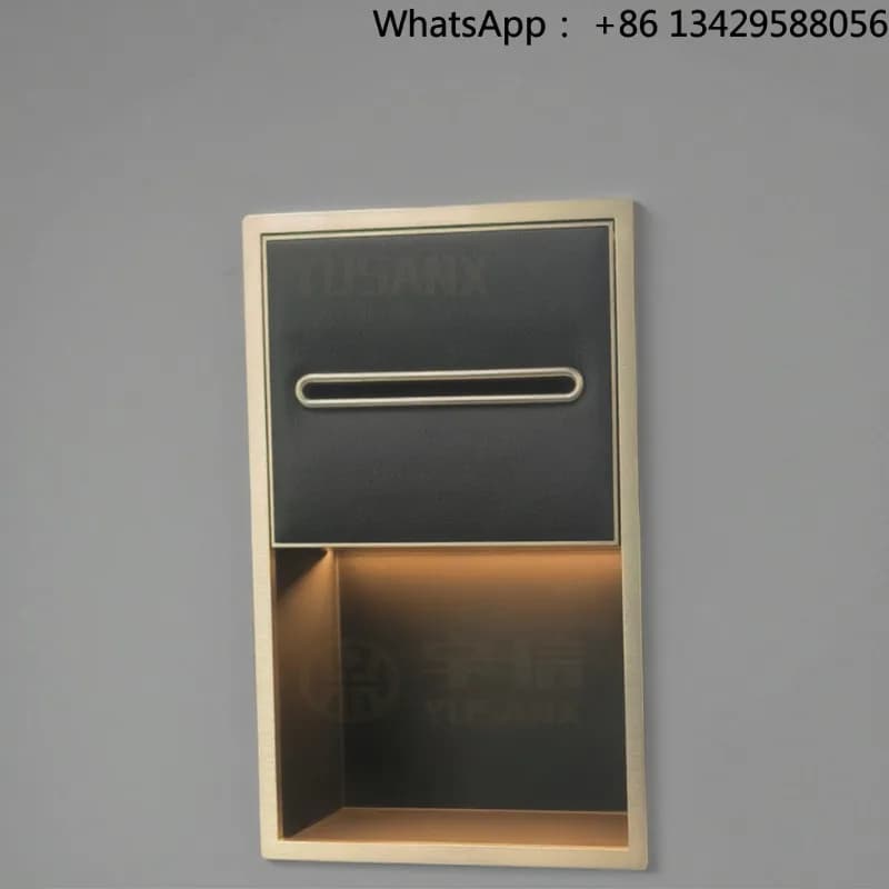 304 Stainless Steel Leather Aluminum Alloy Wall Mounted Tissue Box With LED Light Toilet Paper Paper Towel Niche Bathroom