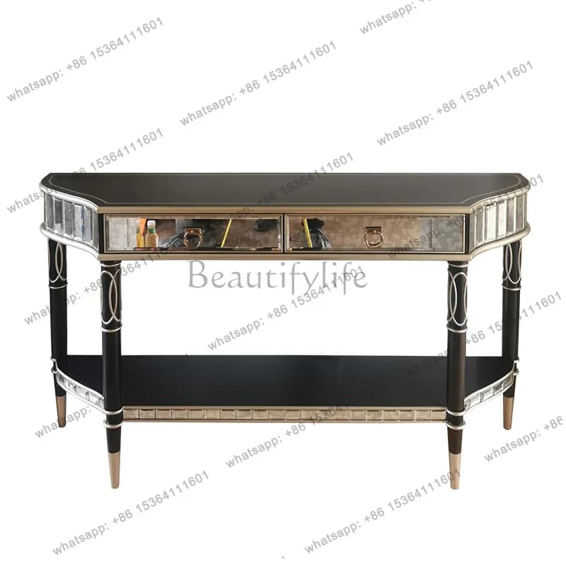 American light luxury dining side cabinet shelf living room modern mirror entrance cabinet