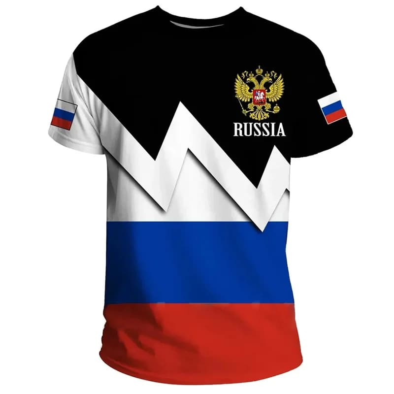 3D Printed Russia Flag T Shirt Men National Emblem Graphics Summer Quick Dry Breathable Streetwear Tee Tops Camiseta Masculina