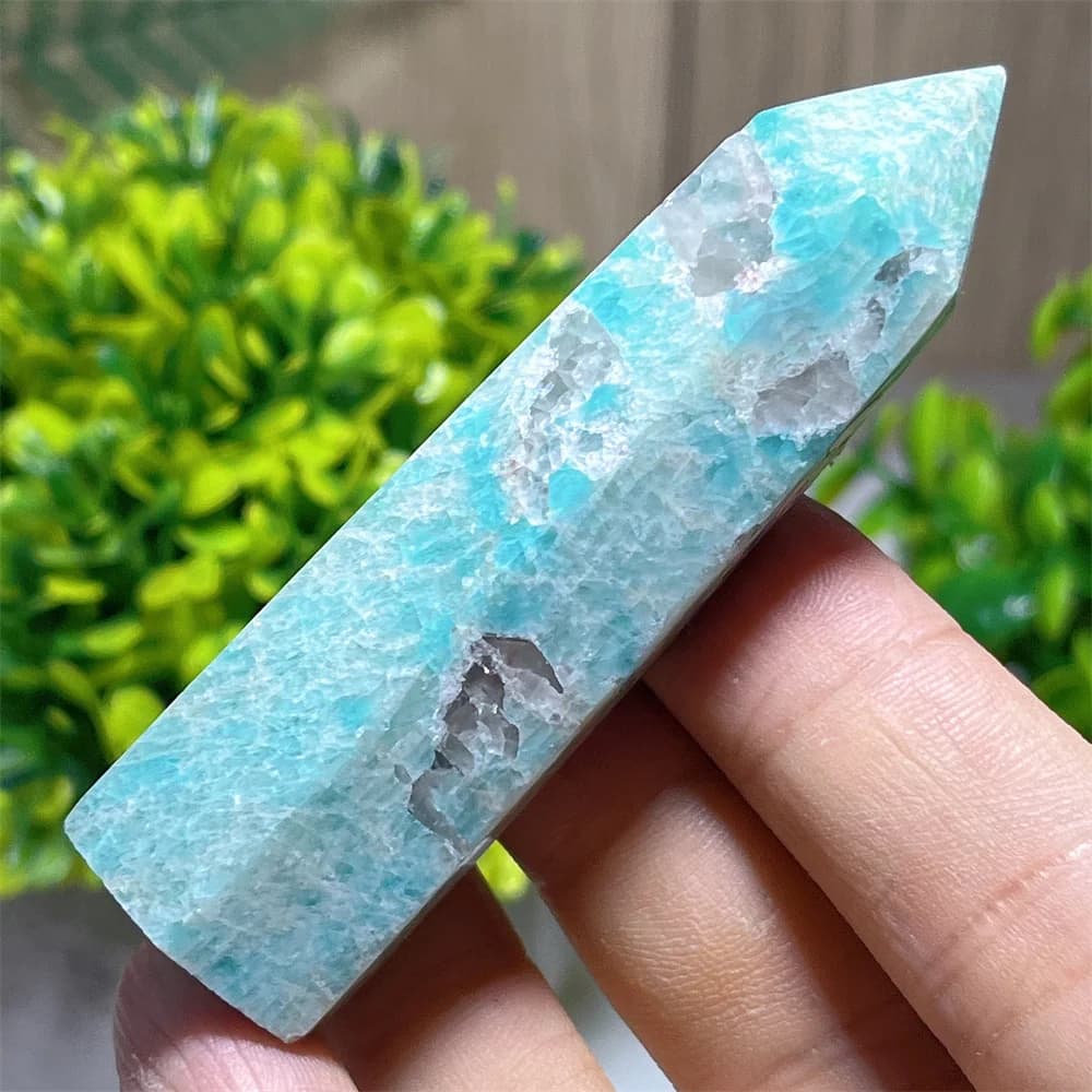 Amazonite Tower Point Wand Crystal Natural Minerals Stone Quartz Specimen Geode Energy Home Decoration Reiki Healing Gemstone
