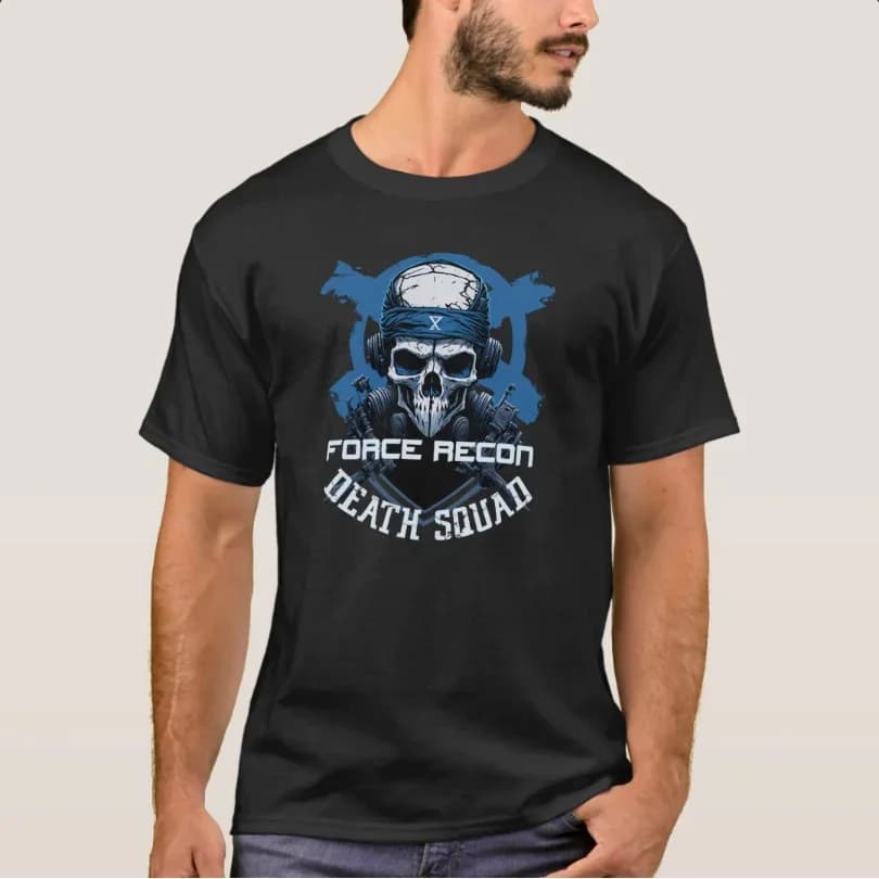 Force Recon Death Squad Menacing Skull T-Shirt 100% Cotton O-Neck Summer Short Sleeve Casual Mens T-shirt Size S-3XL
