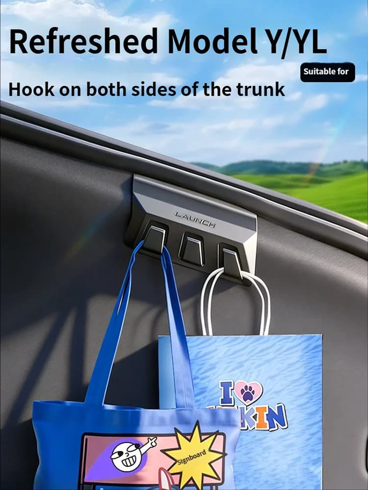 For Tesla Model YL Y 3 2025 2026 Launch Rear Trunk Hook Hidden Organizer Umbrella Bag Hanger Storage Car Accessories 2pcs