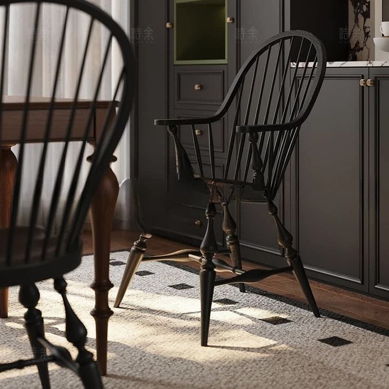 All solid wood, black high-end living room chair, dressing American style