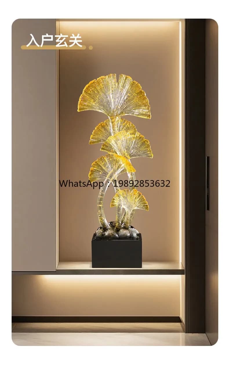 DSAModern light luxury ginkgo leaf decoration large ornament home living room entrance high-end handicrafts