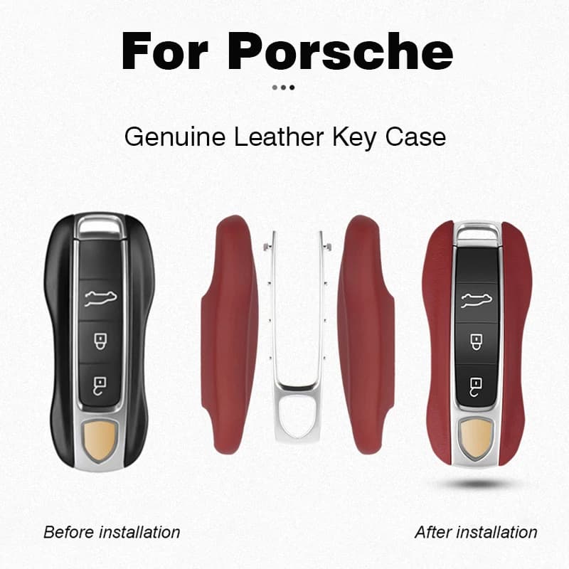 For Porsche Boxster Cayman 911 Panamera Cayenne Macan Leather Fob Remote Keys Case Key Cover Key Shell Replace