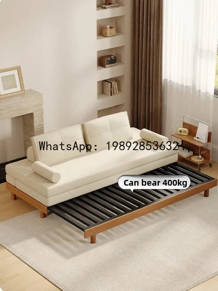 T28- Multifunctional Solid Wood Carbon Steel Fabric Living Room Foldable Extendable Sofa Bed Combo