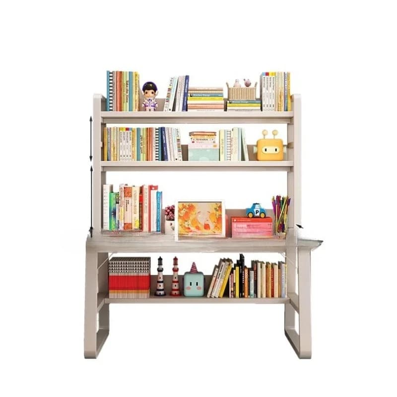 Solid wood core desk bookshelf integrated table student home writing bedroom