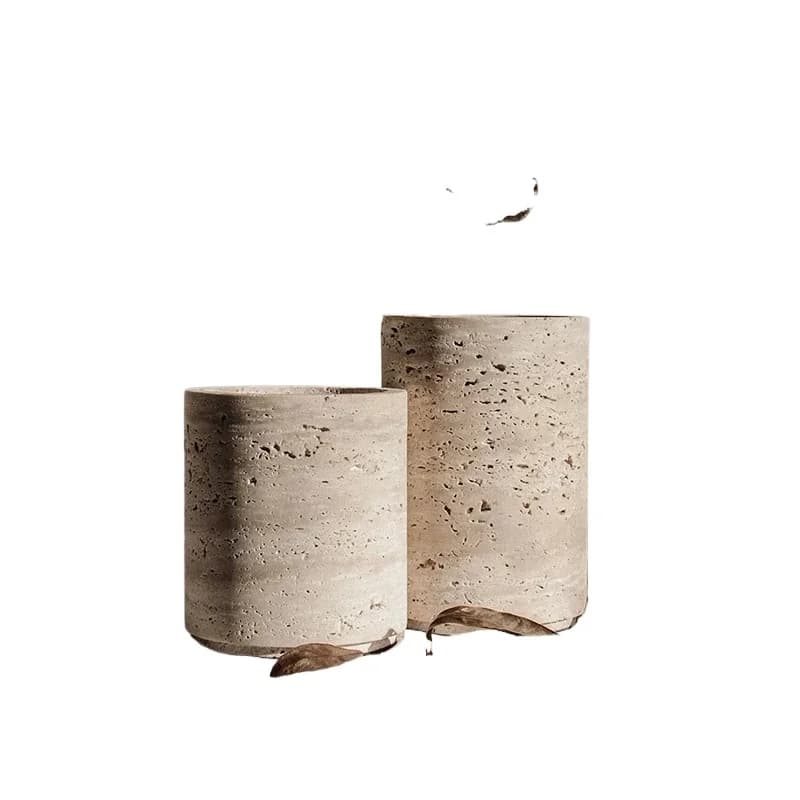 Home Decor Hotel Handmade Natural Beige Travertine Vase