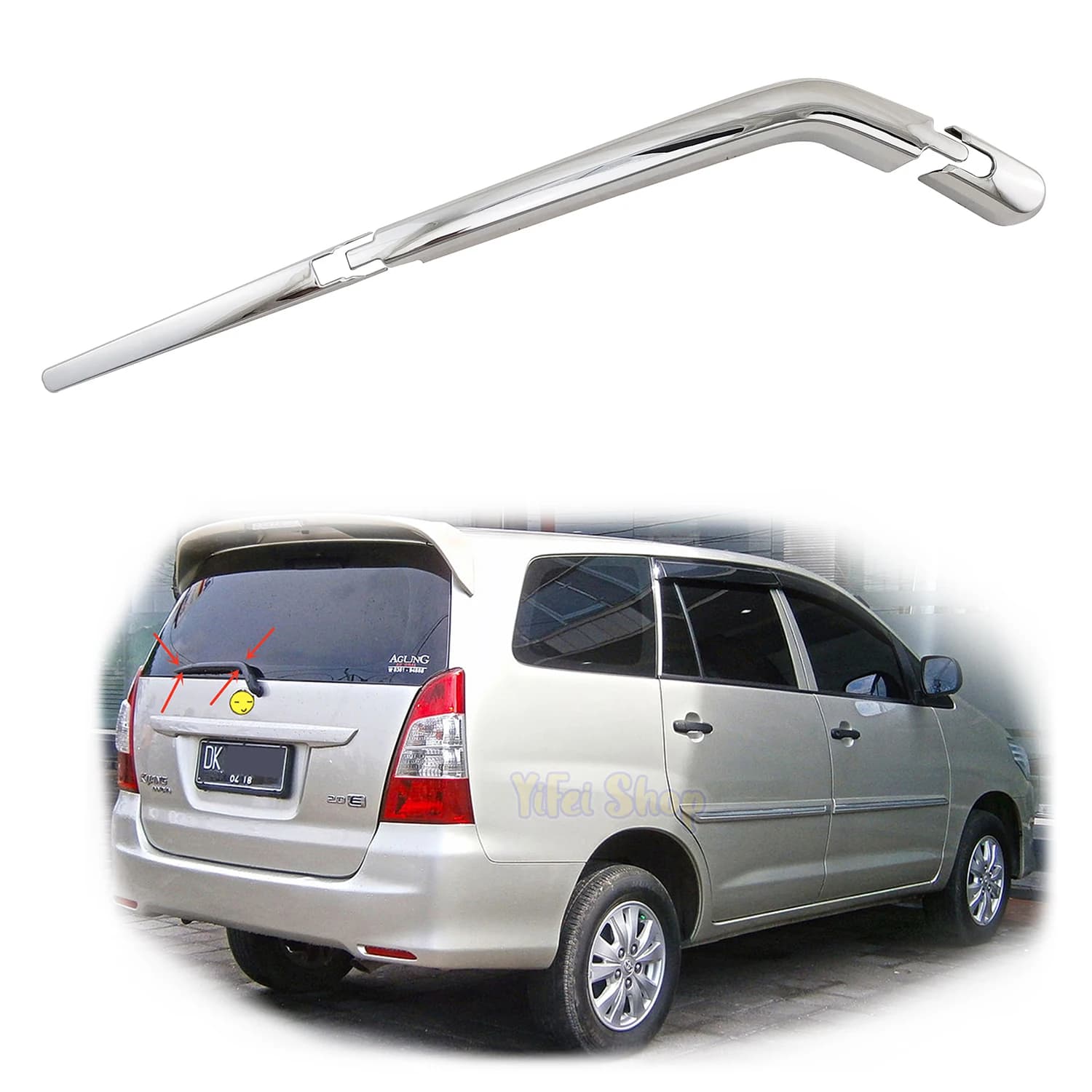 Car Modification ABS Chrome Rear Glass Wiper Decorative Cover Accessories Trim For Toyota INNOVA 2007 2008 2009 2010 2012 2013