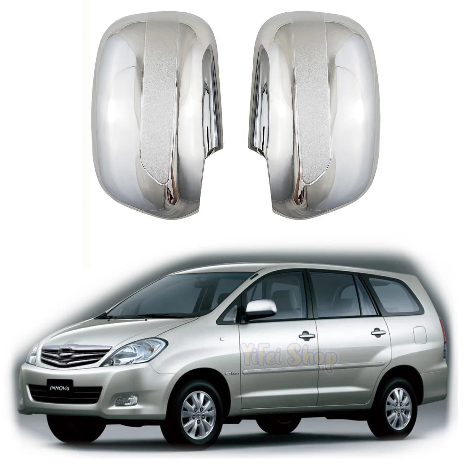 2004 2008 2012 2013 2014 For Toyota INNOVA 2PCS ABS Car Chrome Rearview Accessories Plated Door Mirror Cover Trim Paste Style