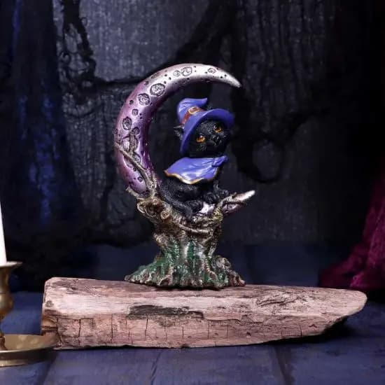 New Halloween Crescent Cat Sculpture Resin Crafts Ornament Home Decoration Unique Gift