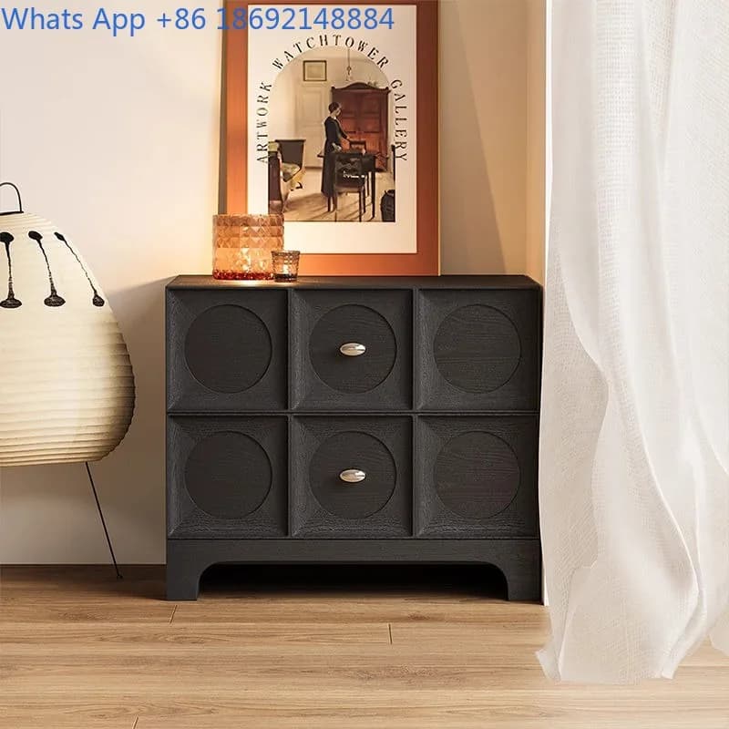 Vintage Solid Wood Bedside Table Simple Modern Storage Chest Home Bedroom Light Luxury Organizer Side Cabinet