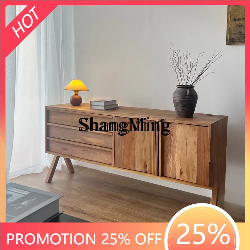 SM side locker living room solid wood wine cabinet storage old wood to red wine decorative cabinet