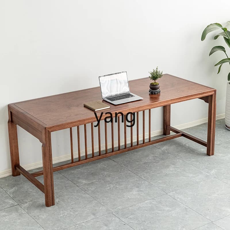 LMM solid wood kung fu meeting table log new Chinese tea table tenon and mortise craft tea table