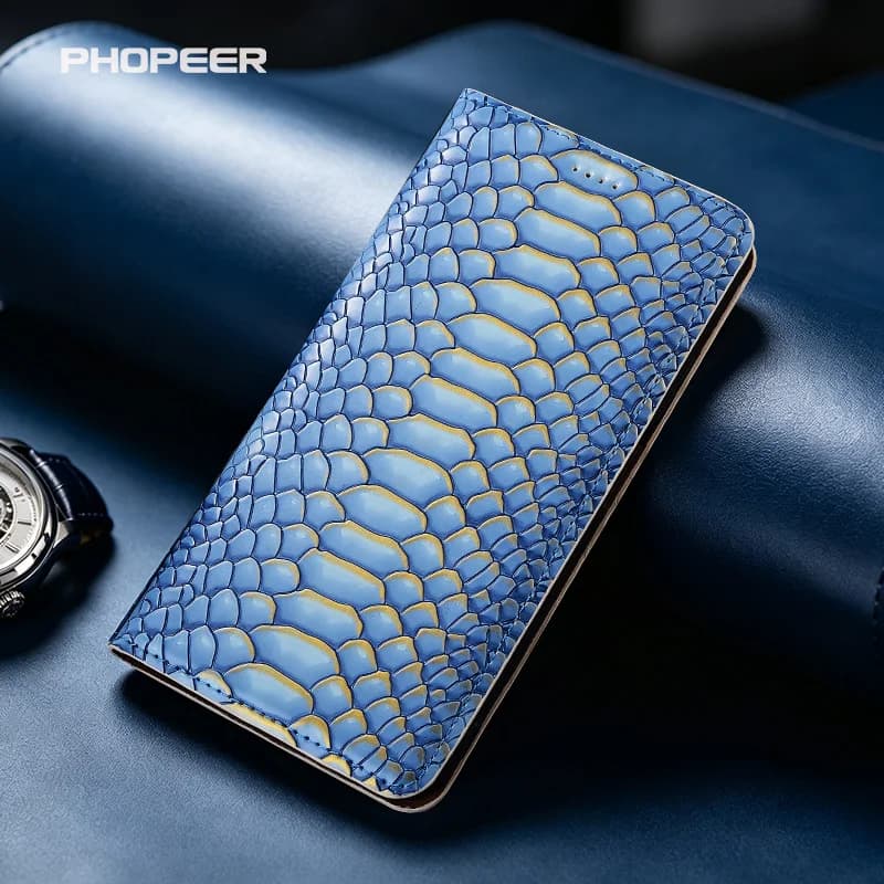 Luxury Genuine Leather Case for Tecno Spark 40 30 20 10 9 8 7 6 G2025/2024/2023/2022/2021 C Pro Plus 5G Air Python-patterned