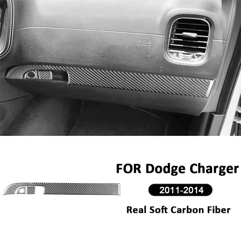 Carbon Fiber Car Co-Pilot Storage Box Panel Trim Strips Decoration Sticker For Dodge Charger 2011-2014 Auto Interior Accessories