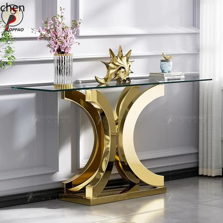 PYH Rock Slab Entryway Table Wall-Mounted Modern Minimalist Semi-Circular Console Table Decorative Entryway Table