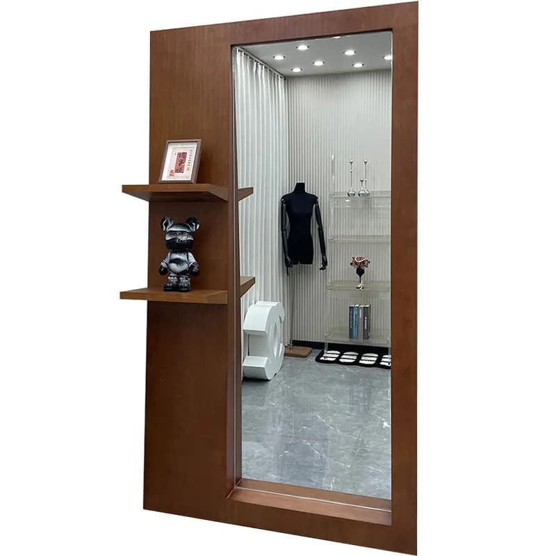 Clothing store special fitting mirror Internet celebrity live stream floor-to-ceiling full-body mirror exhibition hall wood