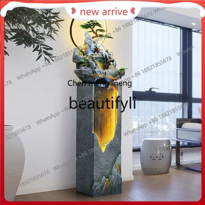 SS S7486 Alpine and flowing water ornament TV cabinet next to decorative landscaping living room entrance floor fountain opening