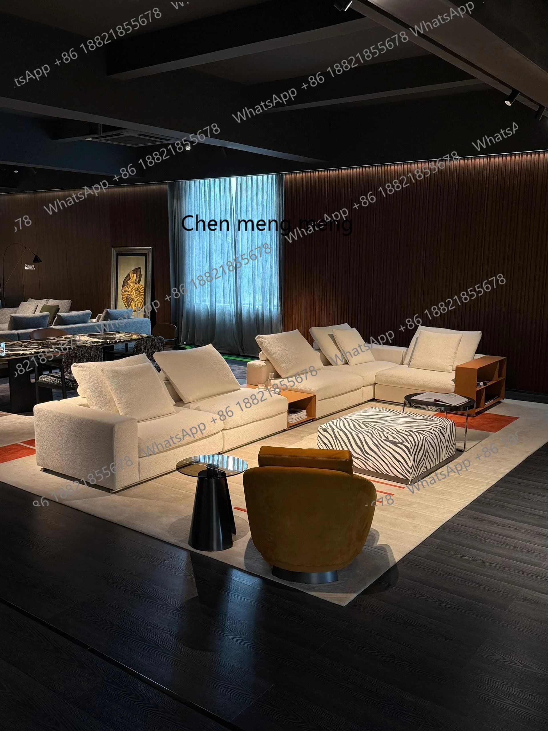 Italian minimalist corner sofa villa large living room modern simple light luxury straight sofa