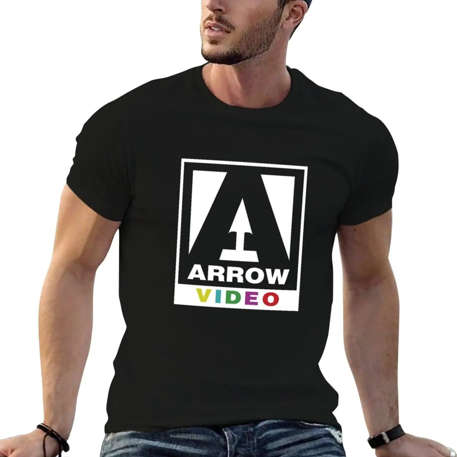 Arrow Video logo (White) Classic T-Shirt Basic All Season Solid T-Shirt