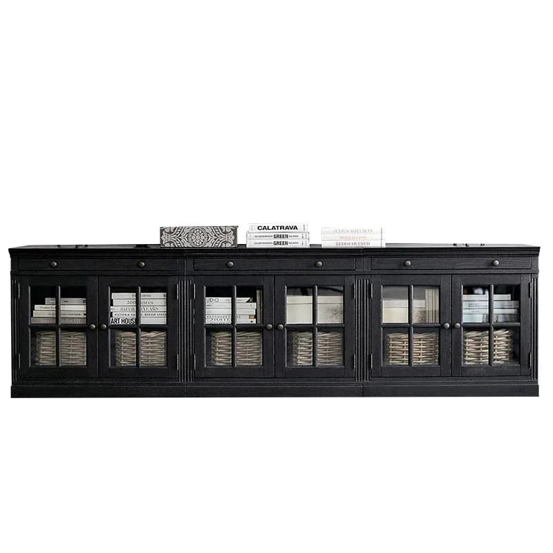 American Black TV Cabinet/Small Apartment French Storage/Living Room Storage Cabinet