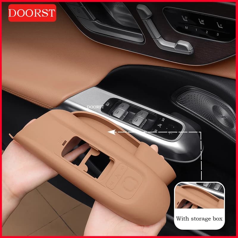 For Mercedes Benz E Class W214 Car Door Window Glass Lift Button Silicone Cover Trim Frame Interior Modification Accessories